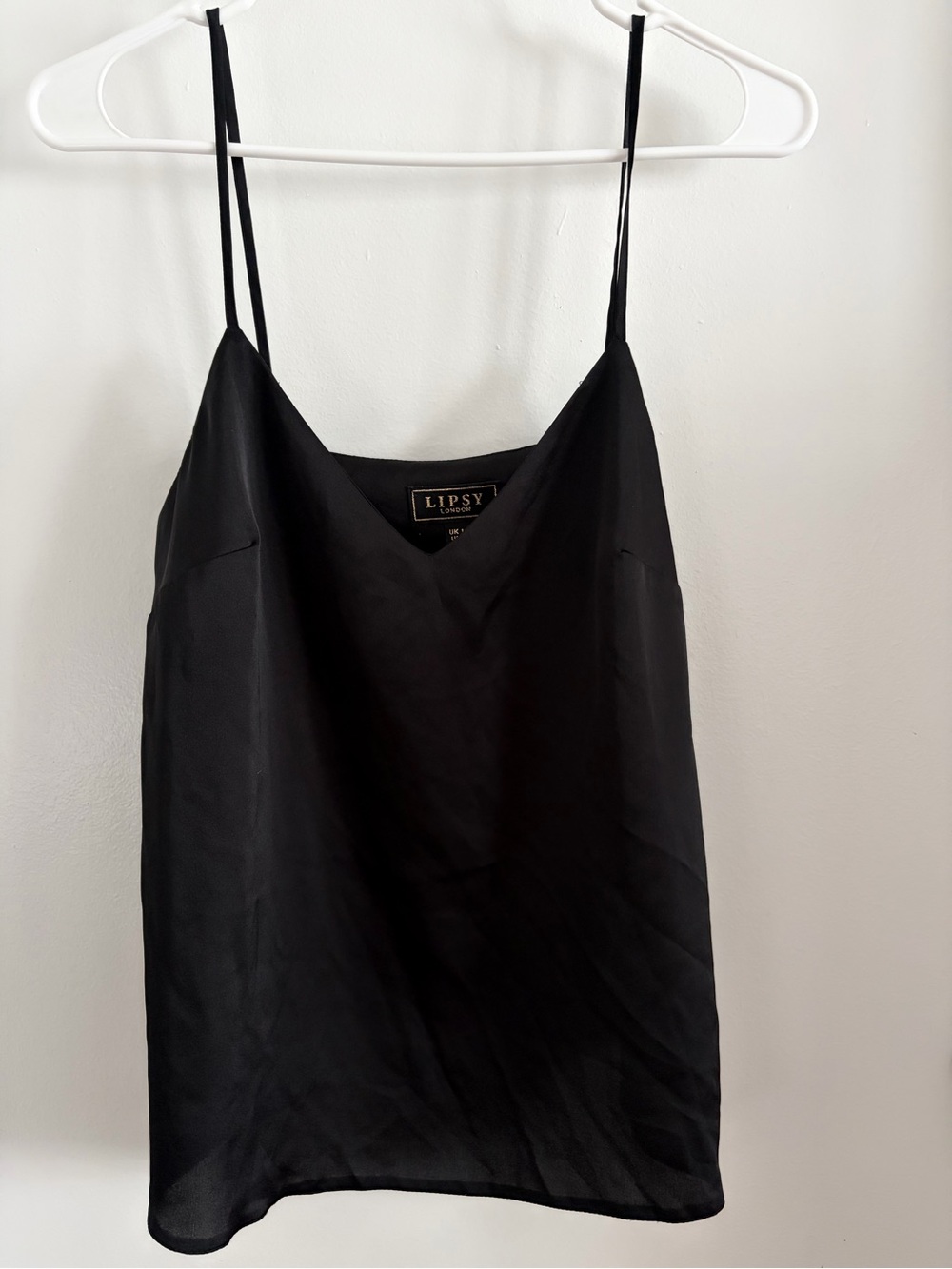 Lipsy Black Satin Spaghetti Strap Cami Top